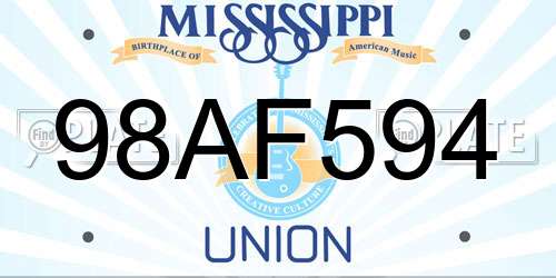 98AF594 Mississippi License Plate