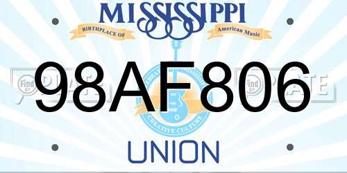 98AF806 Mississippi License Plate