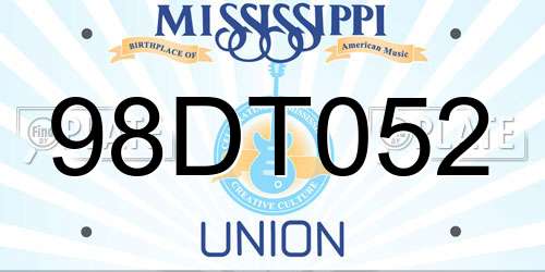 98DT052 Mississippi License Plate