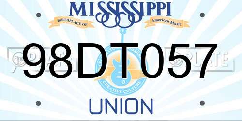 98DT057 Mississippi License Plate