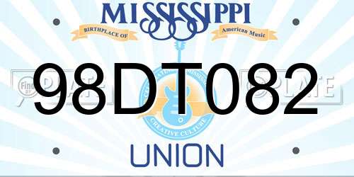 98DT082 Mississippi License Plate