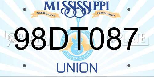 98DT087 Mississippi License Plate