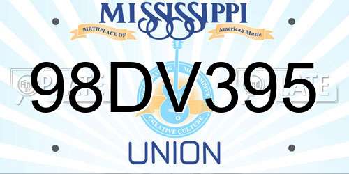 98DV395 Mississippi License Plate