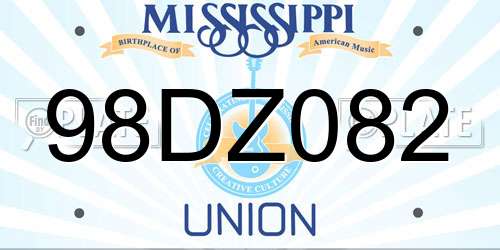 98DZ082 Mississippi License Plate