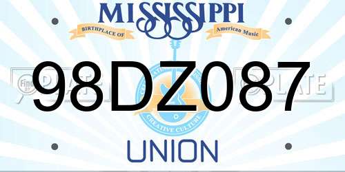98DZ087 Mississippi License Plate