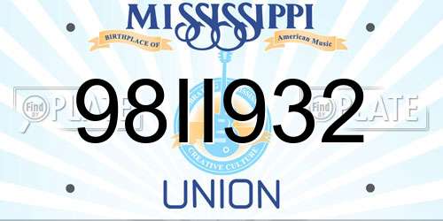 98II932 Mississippi License Plate