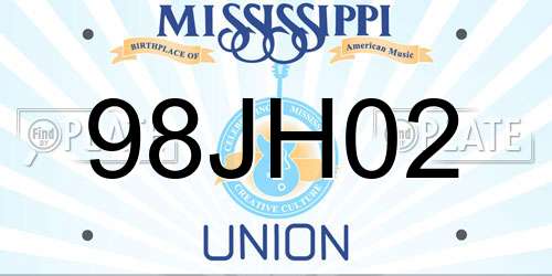 98JH02 Mississippi License Plate