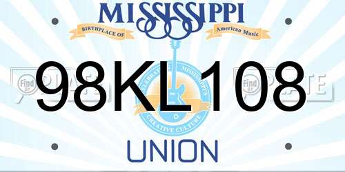 98KL108 Mississippi License Plate