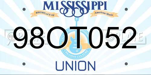 98OT052 Mississippi License Plate
