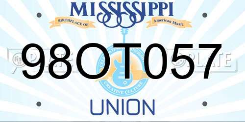 98OT057 Mississippi License Plate