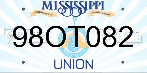 98OT082 Mississippi License Plate