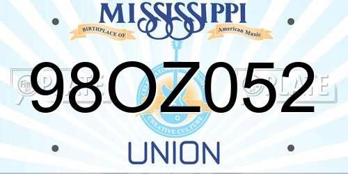 98OZ052 Mississippi License Plate