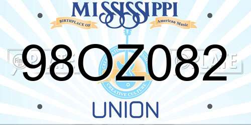 98OZ082 Mississippi License Plate