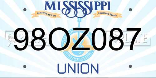 98OZ087 Mississippi License Plate