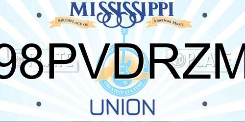 98PVDRZM Mississippi License Plate
