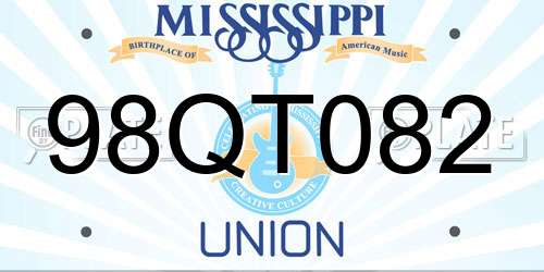 98QT082 Mississippi License Plate