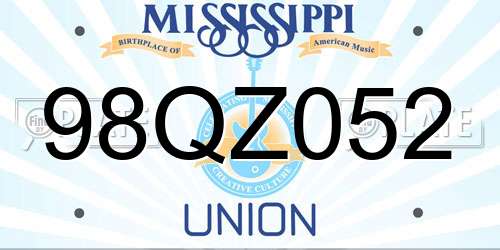 98QZ052 Mississippi License Plate