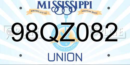 98QZ082 Mississippi License Plate