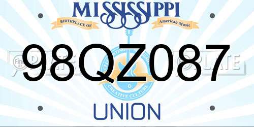 98QZ087 Mississippi License Plate