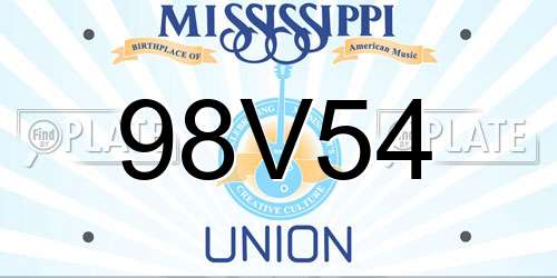 98V54 Mississippi License Plate