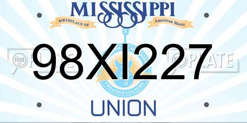 98XI227 Mississippi License Plate