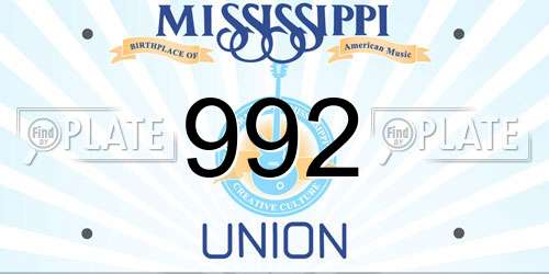 992 Mississippi License Plate