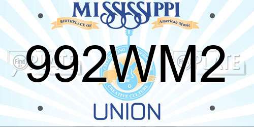 992WM2 Mississippi License Plate