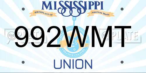 992WMT Mississippi License Plate