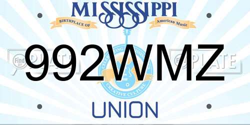 992WMZ Mississippi License Plate