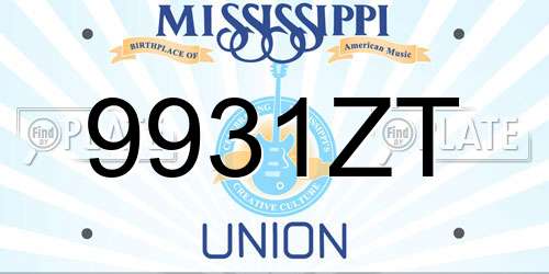 9931ZT Mississippi License Plate