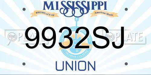 9932SJ Mississippi License Plate