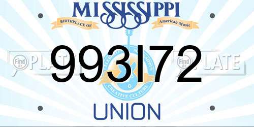 993I72 Mississippi License Plate