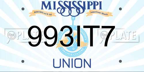 993IT7 Mississippi License Plate