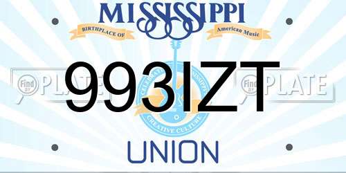 993IZT Mississippi License Plate