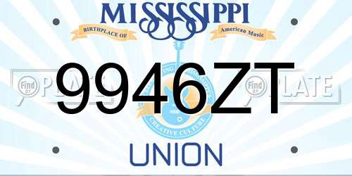 9946ZT Mississippi License Plate