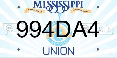 994DA4 Mississippi License Plate
