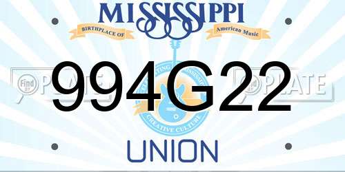 994G22 Mississippi License Plate