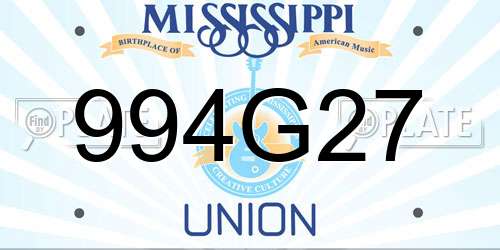 994G27 Mississippi License Plate