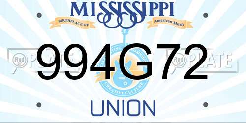 994G72 Mississippi License Plate