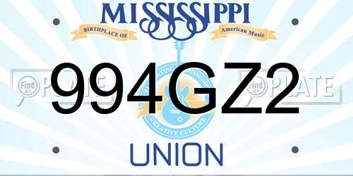 994GZ2 Mississippi License Plate