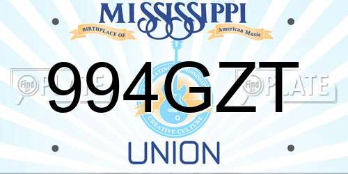 994GZT Mississippi License Plate