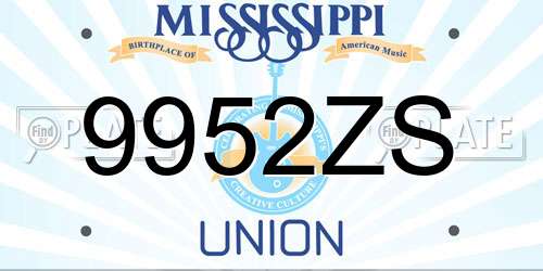 9952ZS Mississippi License Plate