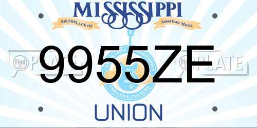 9955ZE Mississippi License Plate