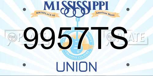 9957TS Mississippi License Plate