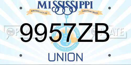 9957ZB Mississippi License Plate