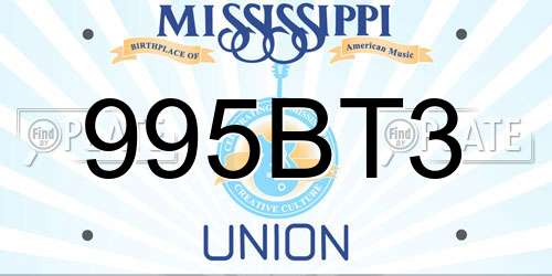 995BT3 Mississippi License Plate