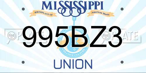 995BZ3 Mississippi License Plate