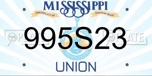 995S23 Mississippi License Plate