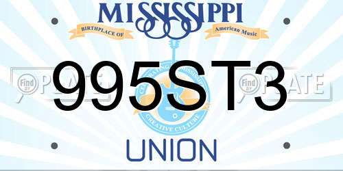 995ST3 Mississippi License Plate