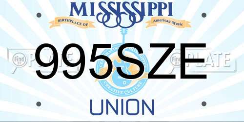 995SZE Mississippi License Plate